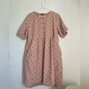 Roolee Pink and Black Polkadot Midi Dress XL